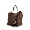 Louis Vuitton shopping bag in chocolate brown leather - 00pp thumbnail