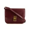 Céline Classic Box shoulder bag in burgundy box leather - 360 thumbnail