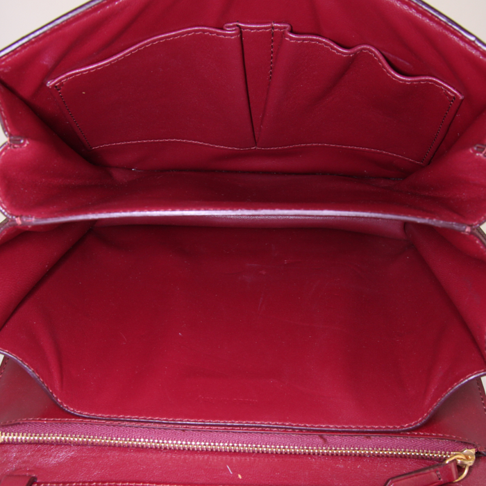 Sac bandoulière Céline Classic Box en cuir box bordeaux - Detail D2