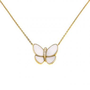 Collana Van Cleef & Arpels Papillon in oro giallo,  madreperla bianca e diamanti