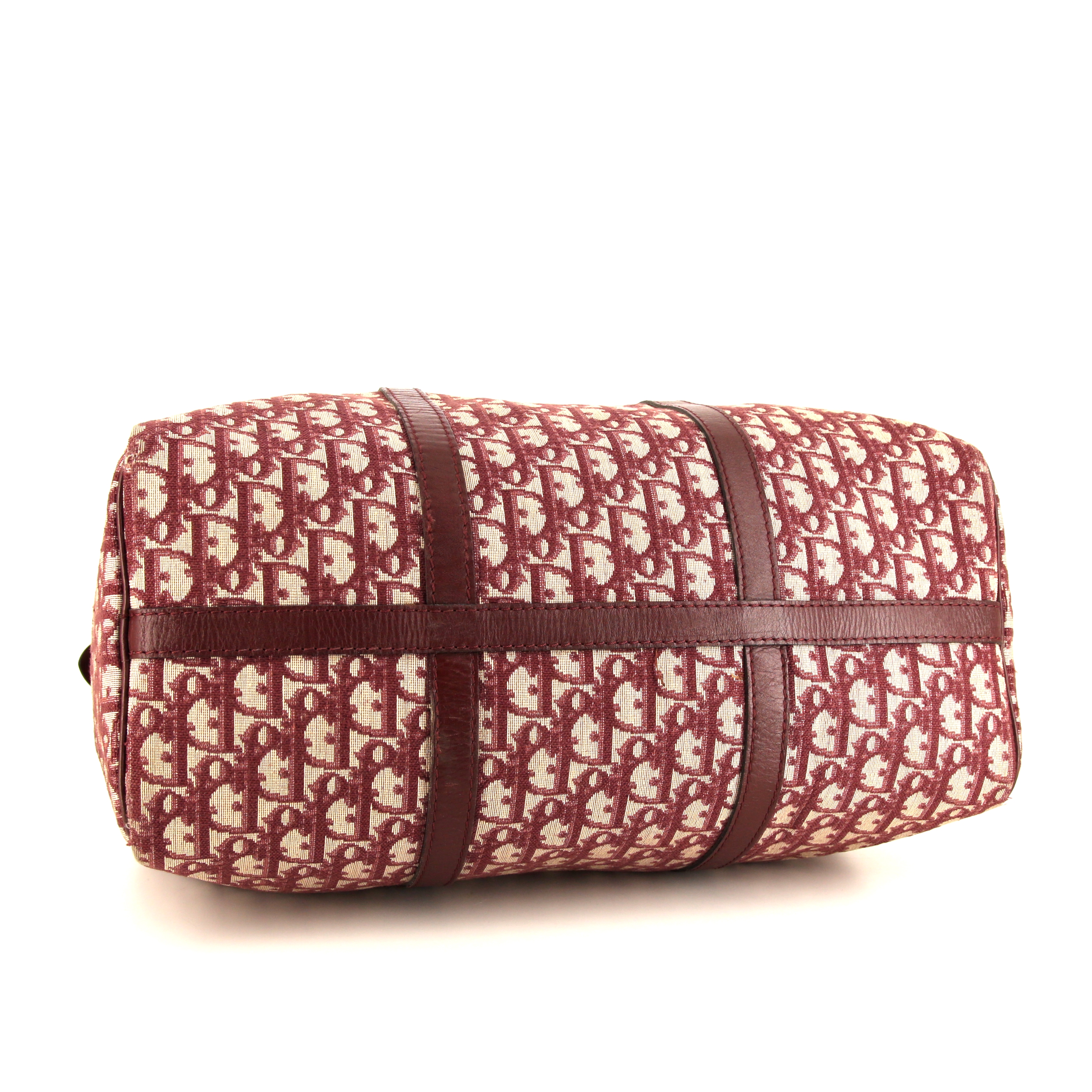 Borsa Dior in tela siglata bordeaux e pelle bordeaux - Detail D4