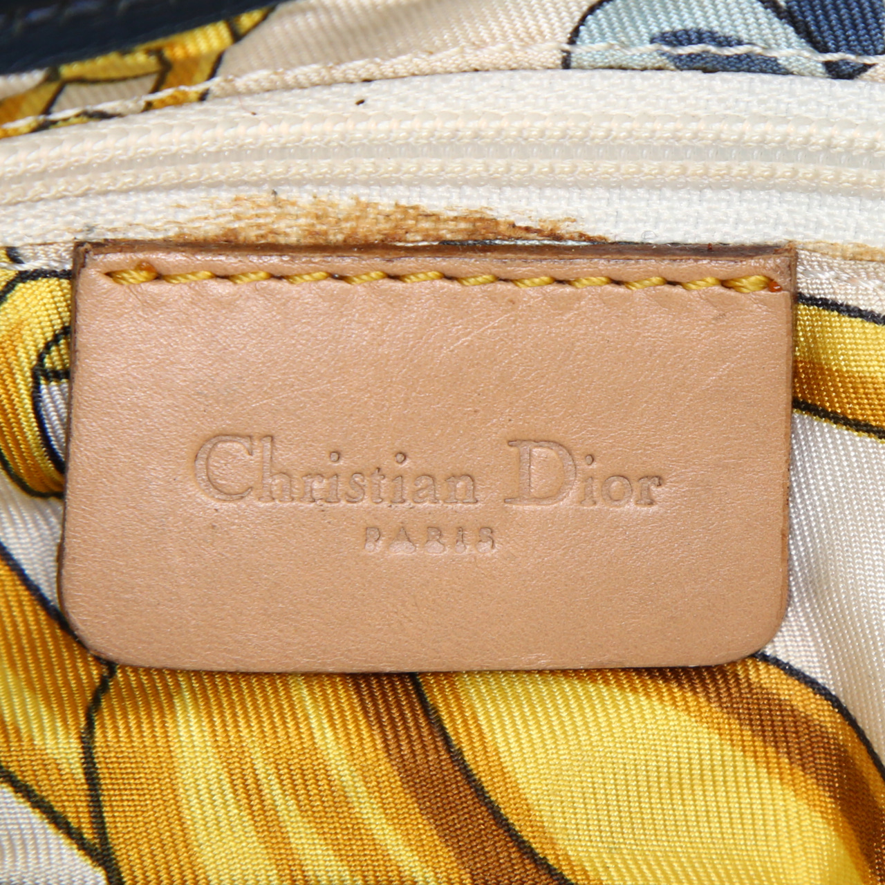 Dior Saddle handbag in blue denim canvas and brown leather - Detail D3