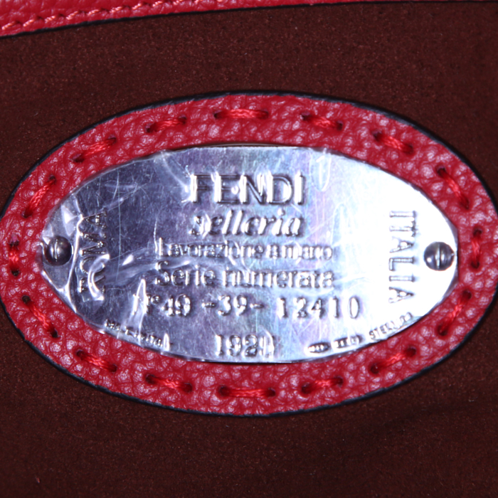 Sac à main Fendi Sellerie Anna en cuir grainé rouge - Detail D4