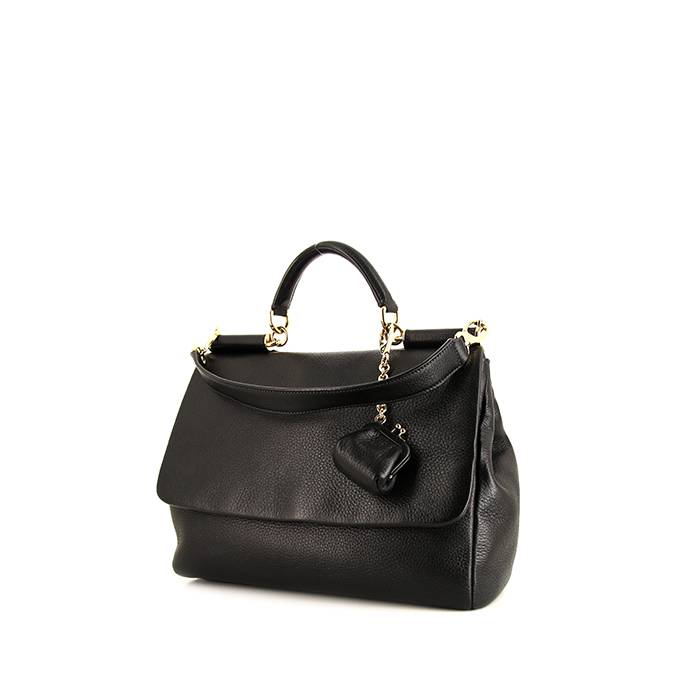 Dolce & Gabbana - Authenticated Sicily Handbag - Leather Black for Women, Very Good Condition