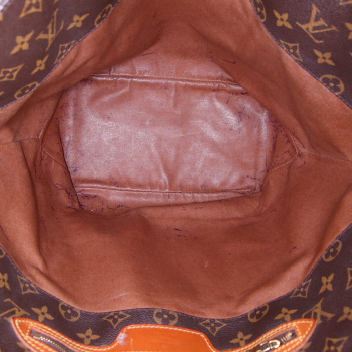 Shopping bag Louis Vuitton Flanerie in tela monogram marrone e pelle naturale - Detail D2