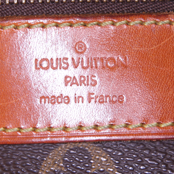 Sac cabas Louis Vuitton Flanerie en toile monogram marron et cuir naturel - Detail D3