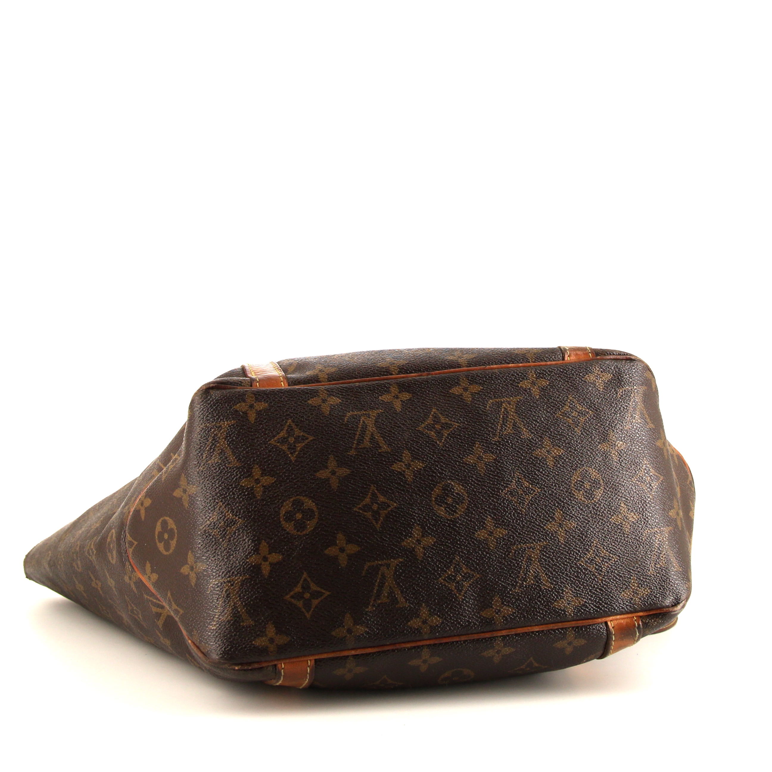 Sac cabas Louis Vuitton Flanerie en toile monogram marron et cuir naturel - Detail D4