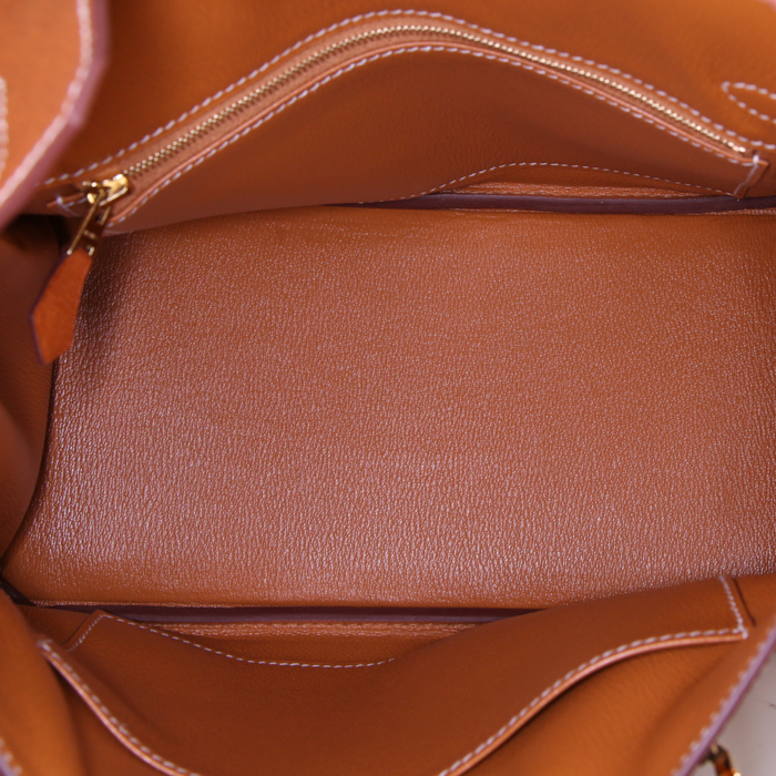 Borsa Hermes Birkin 25 cm in pelle di Pecari gold - Detail D2