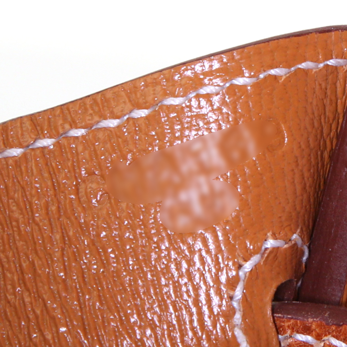 Bolso de mano Hermes Birkin 25 cm en cuero de Pecarí color oro - Detail D4