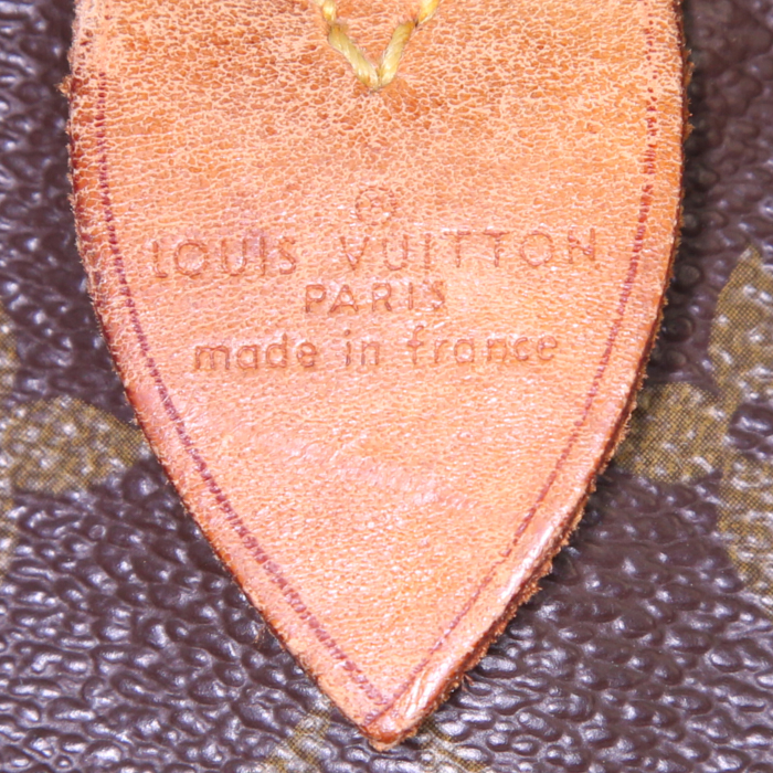 Bolsa de viaje Louis Vuitton Keepall 45 en lona Monogram marrón y cuero natural - Detail D3