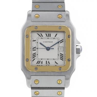 Cartier Santos  large model watch in gold and stainless steel Circa  1990