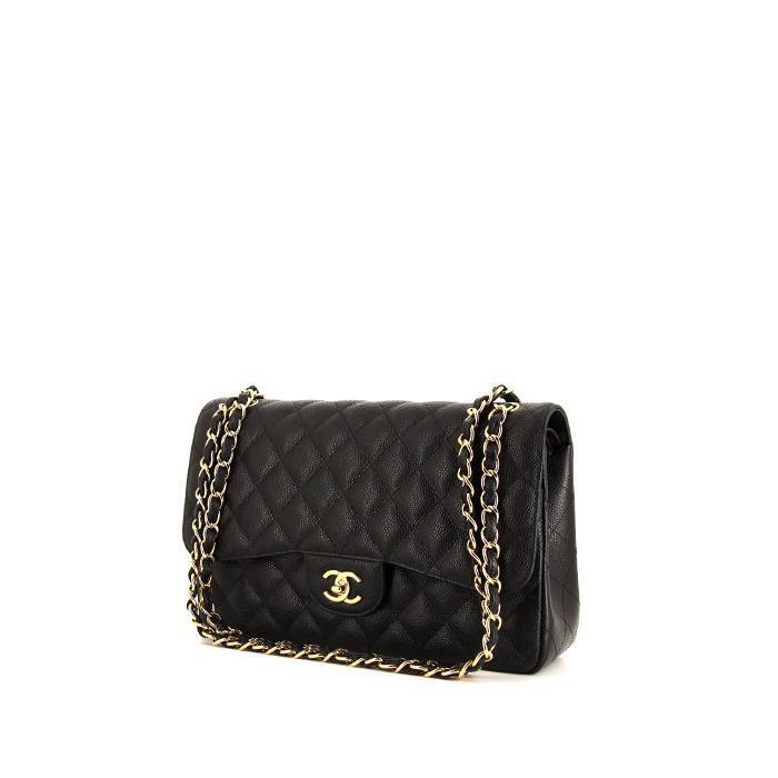 Borsa a tracolla Chanel Timeless jumbo in pelle martellata e trapuntata nera