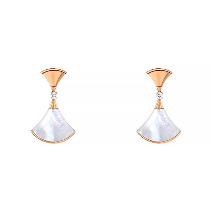 Rose gold DIVAS DREAM Earrings White with 007 ct DiamondsMother of Pearl   Bulgari Official Store