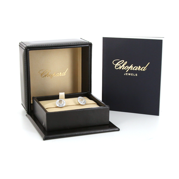Paire de puces d'oreilles Chopard Happy Diamonds Icon en or blanc et diamants - Detail D2