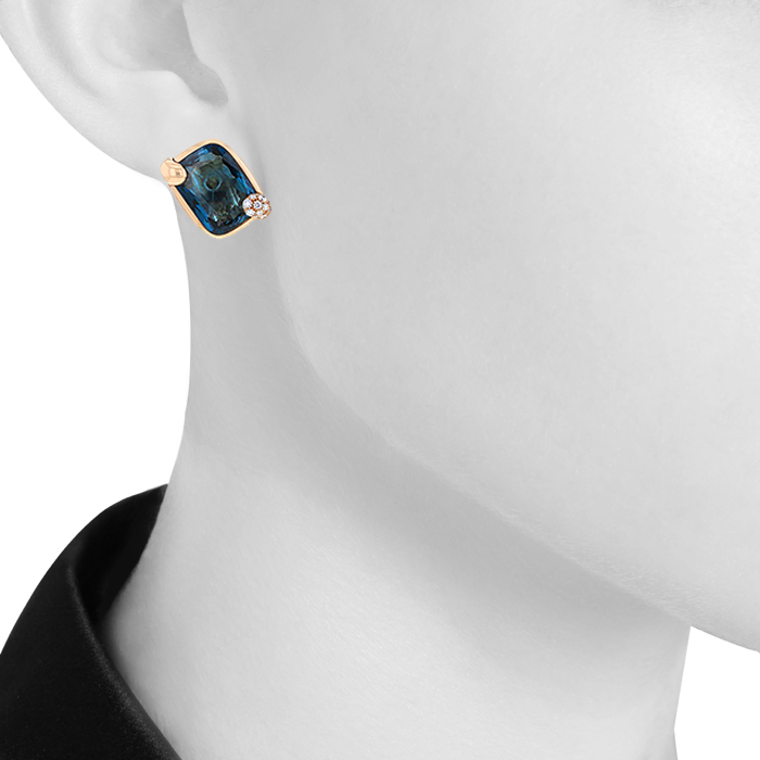 Pendientes Pomellato Ritratto en oro rosa,  topacio azul y diamantes