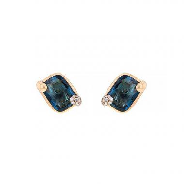 Paire de boucles d'oreilles Pomellato Ritratto en or rose,  topaze bleue et diamants