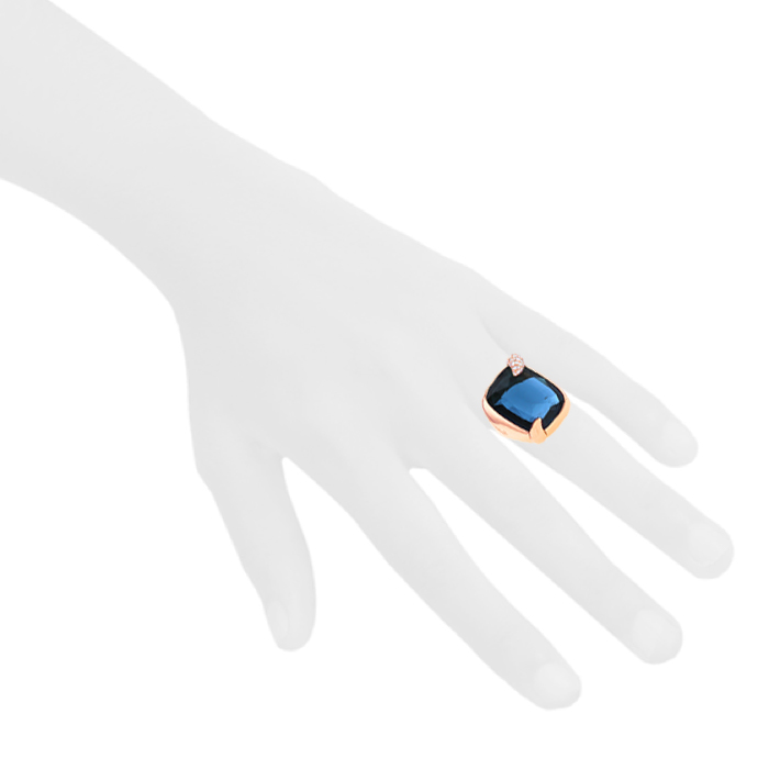 Pomellato Ritratto large model ring in pink gold, topaz and diamonds - Detail D1