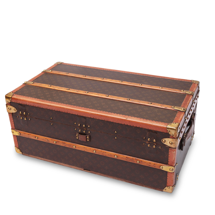 Malle Louis Vuitton cabine en toile monogram enduite et lozine marron - Detail D1