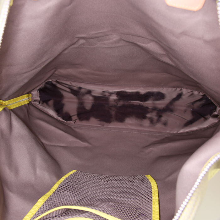 Louis Vuitton Polochon travel bag in yellow logo canvas and natural leather - Detail D3