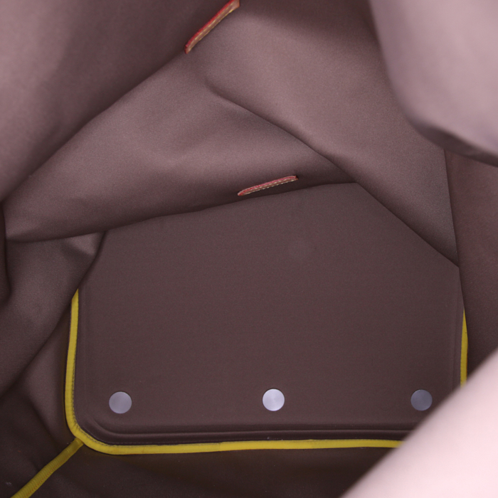 Louis Vuitton America's Cup travel bag in yellow damier canvas and natural leather - Detail D3