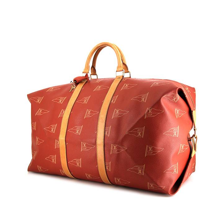 louis vuitton america s cup bag in red monogram canvas and natural leather