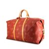 Borsa da viaggio Louis Vuitton Polochon in tela con stampa a motivi rossa e pelle naturale - 00pp thumbnail