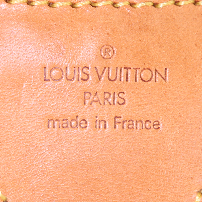 Sac de voyage Louis Vuitton Polochon en toile imprimée à motifs rouge et cuir naturel - Detail D3