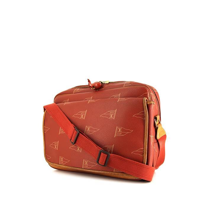 Bolso bandolera Louis Vuitton America's Cup en lona Monogram revestida roja  y cuero natural