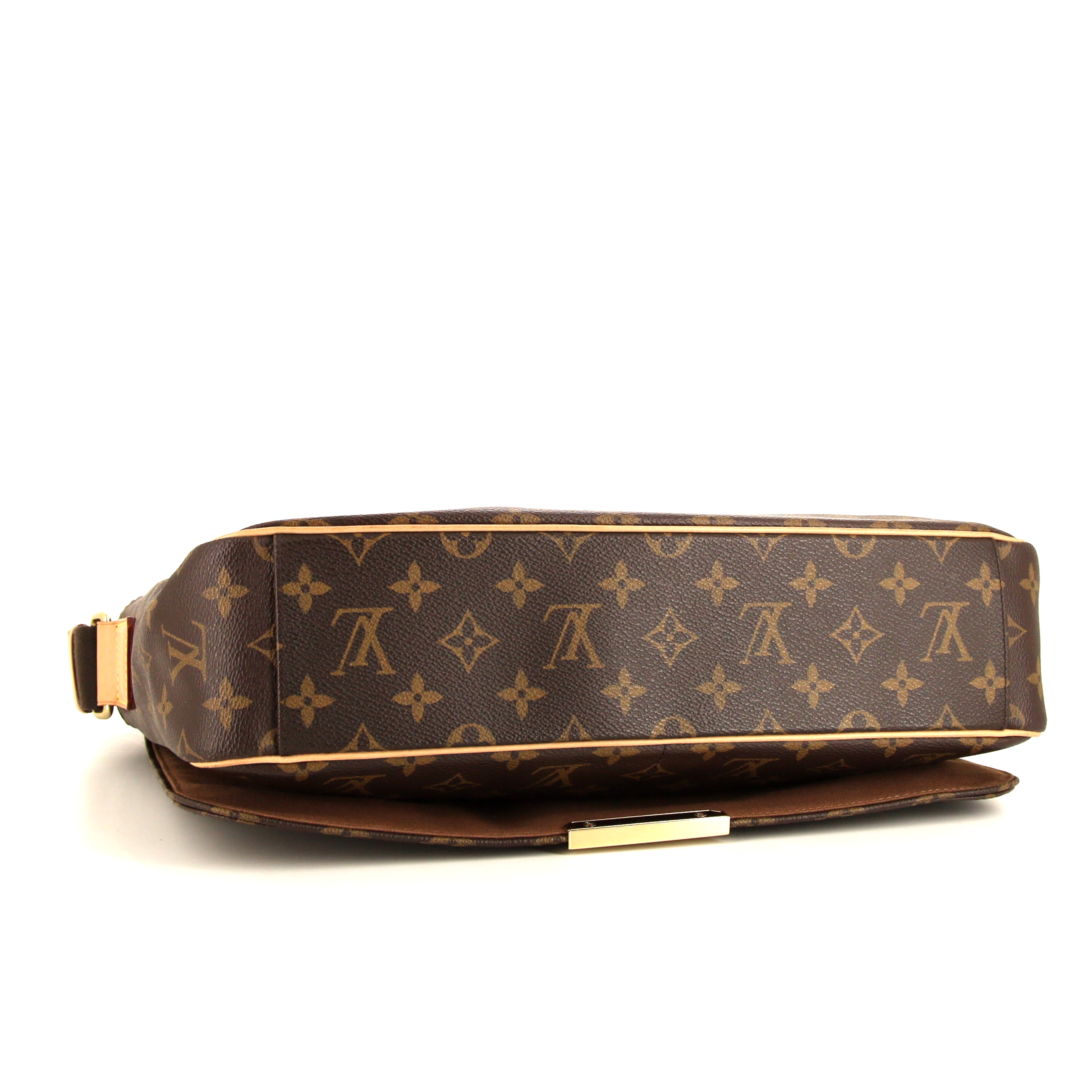 Louis Vuitton Messenger shoulder bag in brown monogram canvas and natural leather - Detail D4