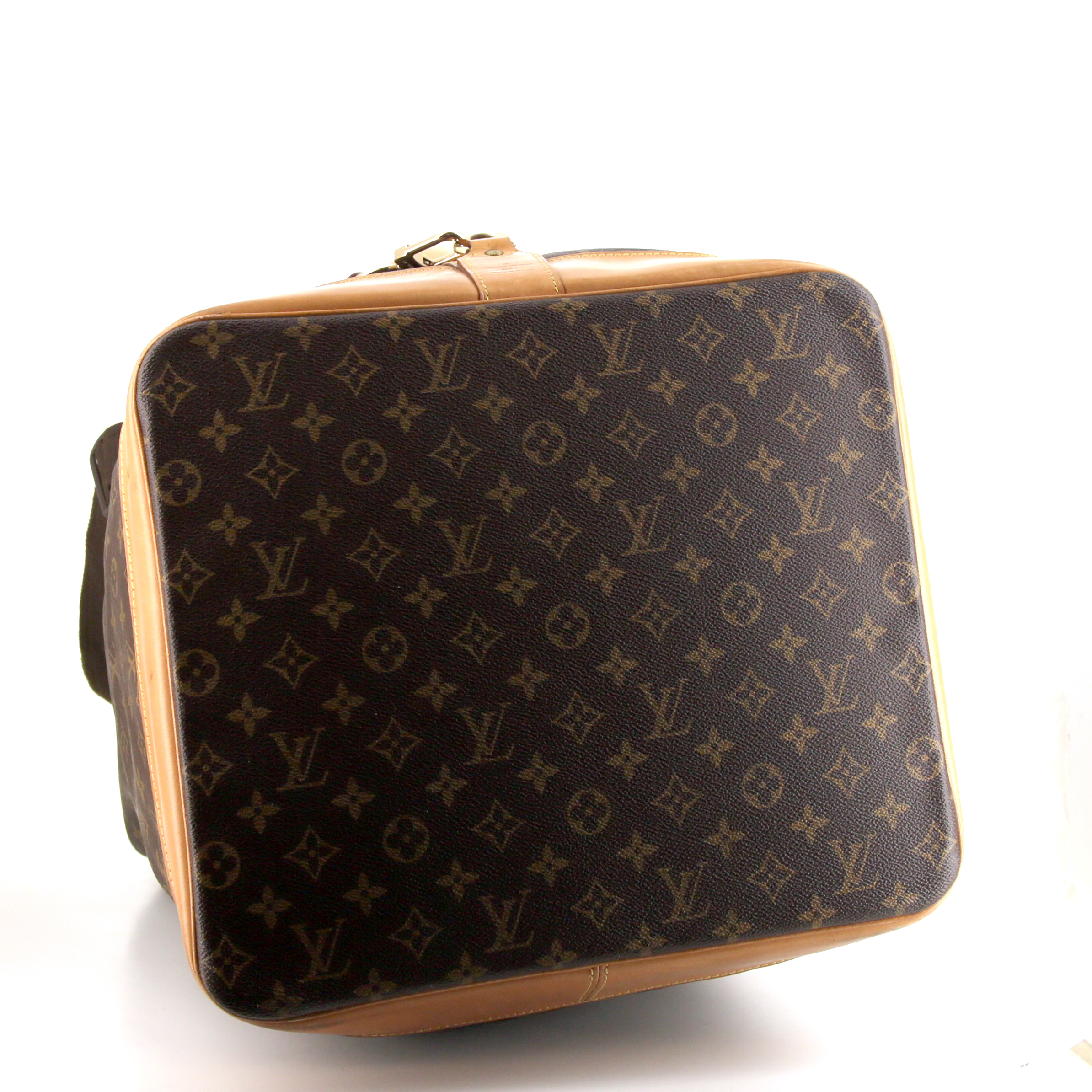 Sac de voyage Louis Vuitton Marin - Travel Bag en toile monogram marron et cuir naturel - Detail D4