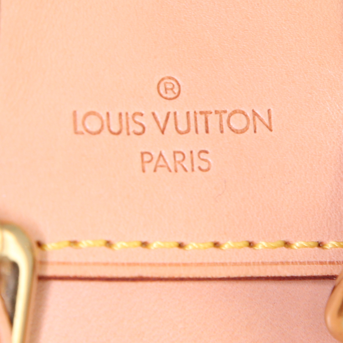 Sac/pochette Louis Vuitton Housse raquette de tennis en toile monogram marron et cuir naturel - Detail D2