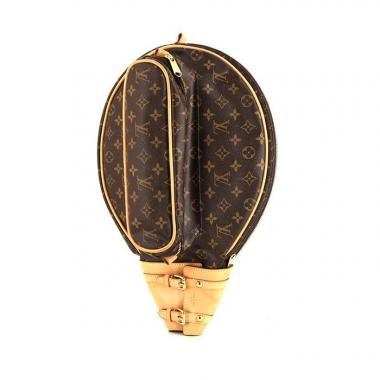 Sac/pochette Louis Vuitton Housse raquette de tennis en toile monogram marron et cuir naturel