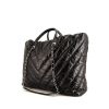 Shopping bag Chanel Grand Shopping in pelle trapuntata a zigzag nera - 00pp thumbnail