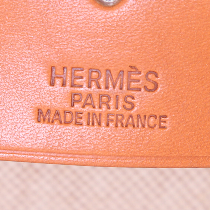 Mochila Hermès Herbag - Backpack en lona beige y cuero marrón - Detail D4