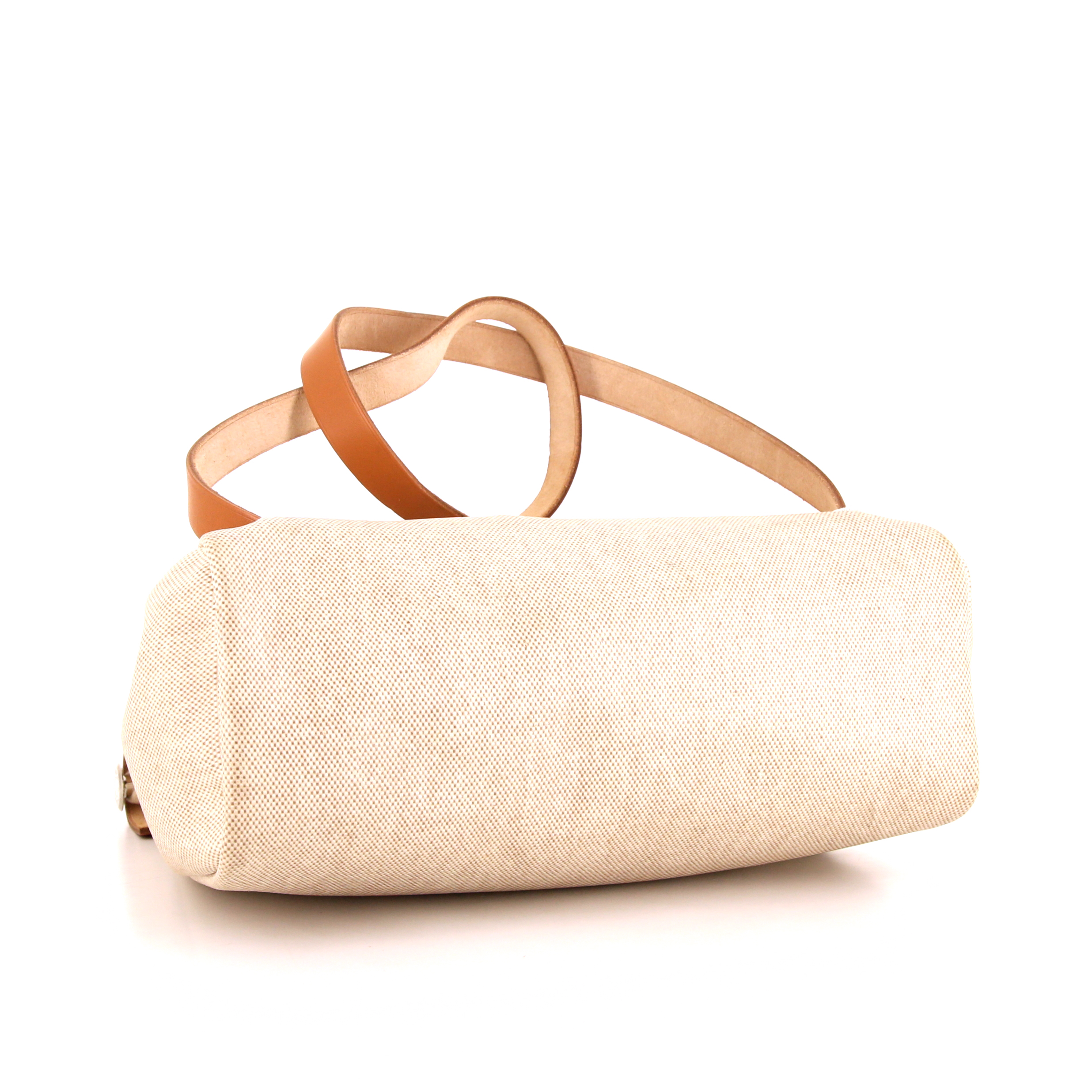 Sac à dos Hermès Herbag - Backpack en toile beige et cuir marron - Detail D5