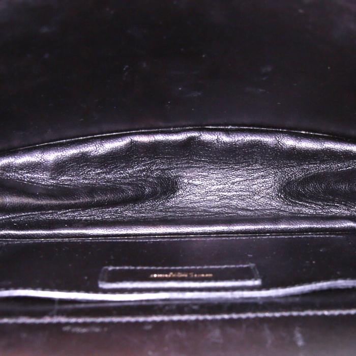 Saint Laurent Betty shoulder bag in black and yellow python and black leather - Detail D2