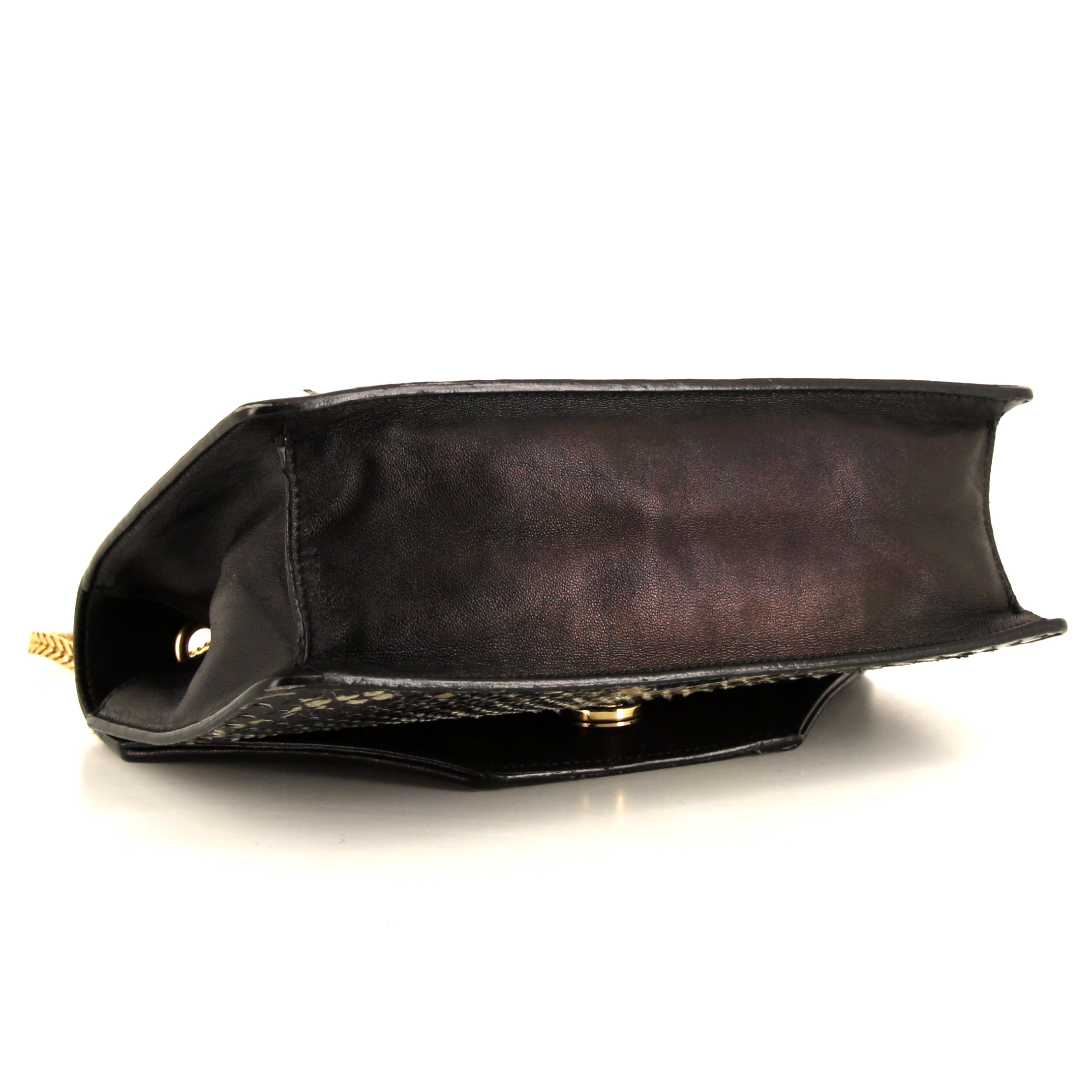 Bolso bandolera Saint Laurent Betty en piel de pitón negra y amarilla y cuero negro - Detail D4