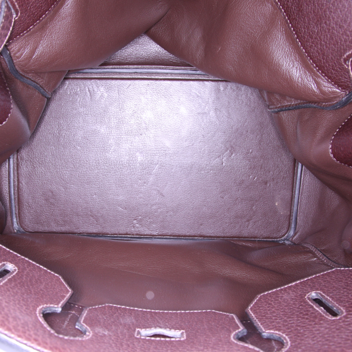 Sac de week end Hermes Haut à Courroies en cuir togo marron-chocolat - Detail D2