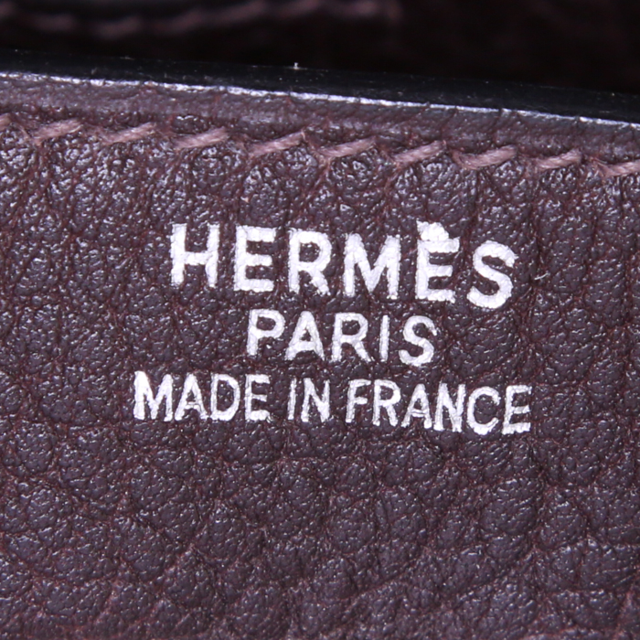 Sac de week end Hermes Haut à Courroies en cuir togo marron-chocolat - Detail D3