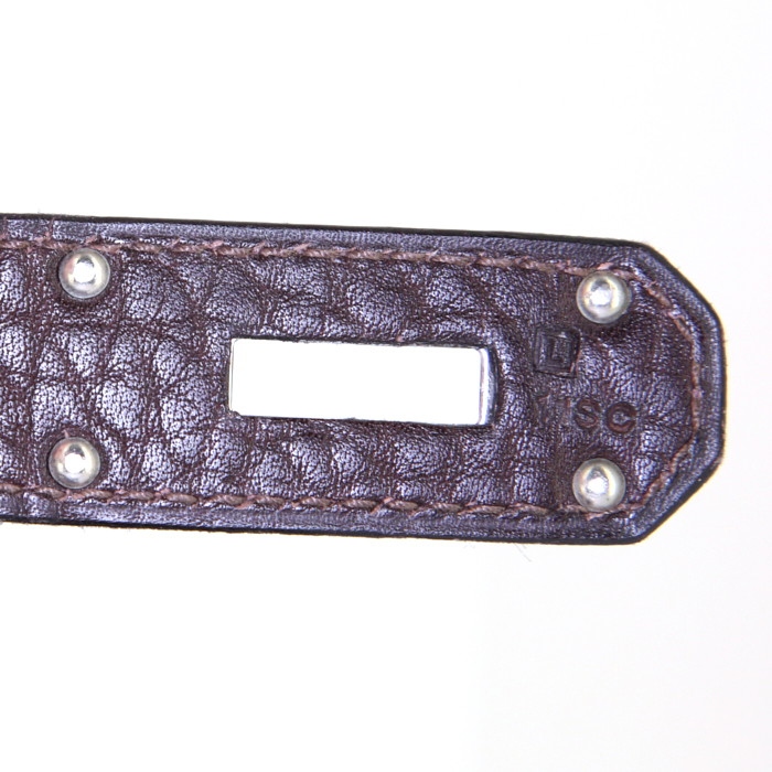 Borsa weekend Hermes Haut à Courroies in pelle togo marrone cioccolato - Detail D4