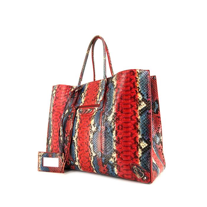 Red Python Leather Papier A4 Tote Bag