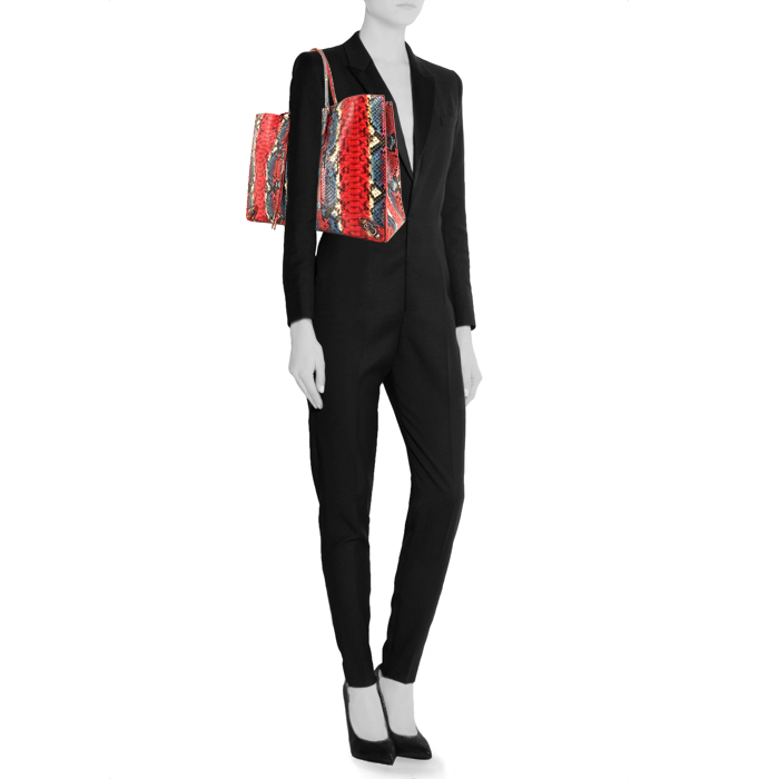 Balenciaga Papier A4 shopping bag in red, blue and white python - Detail D1