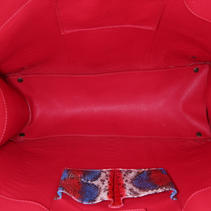 Bolso Cabás Balenciaga Papier A4 en piel de pitón roja, azul y blanca - Detail D2