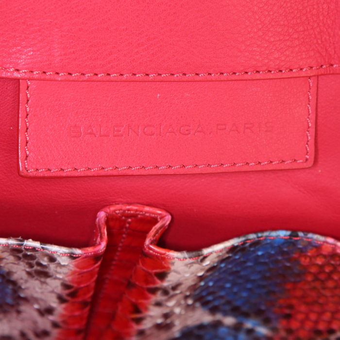 Balenciaga Papier A4 shopping bag in red, blue and white python - Detail D3