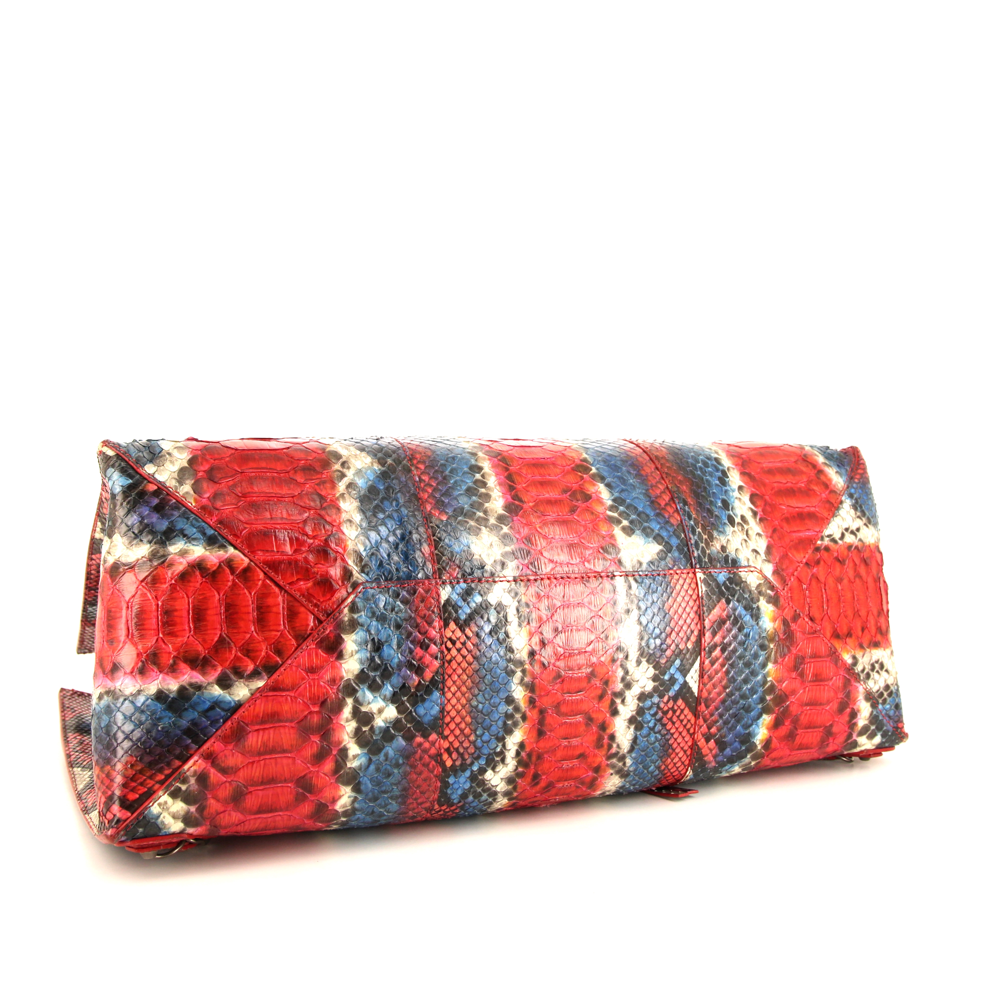 Balenciaga Papier A4 shopping bag in red, blue and white python - Detail D4