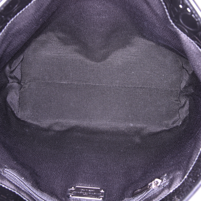 Sac cabas Salvatore Ferragamo Gancini en cuir verni monogram noir - Detail D2