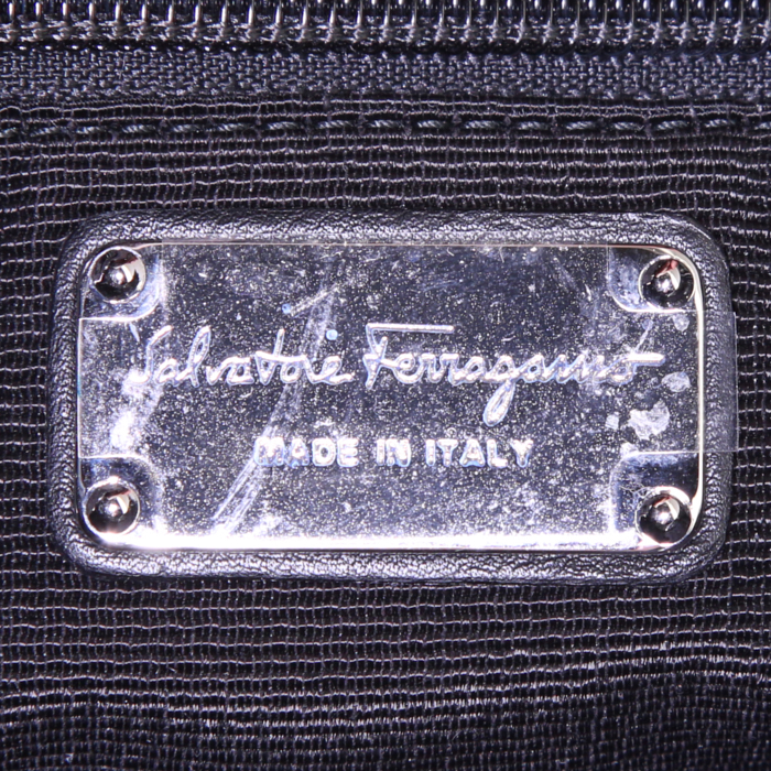 Shopping bag Salvatore Ferragamo Gancini in pelle verniciata monogram nera - Detail D3