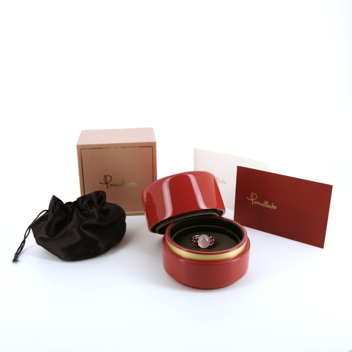 Sortija Pomellato Luna en oro rosa,  cuarzo rosa y turmalinas rosas - Detail D2