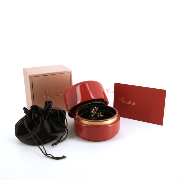 Bague Pomellato Bahia en or rose,  quartz fumé et saphirs roses - Detail D2