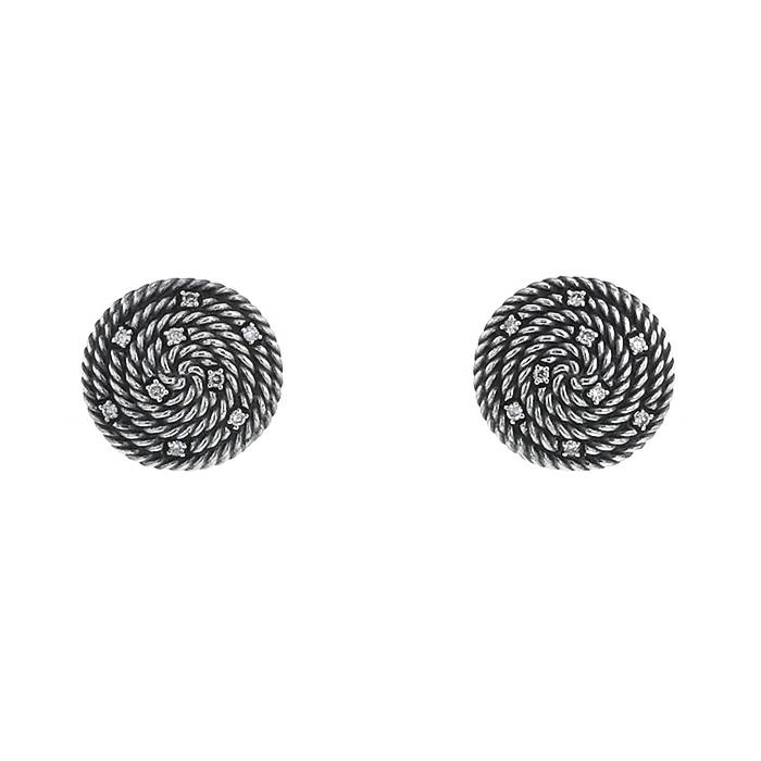 David Yurman Cable Coil earrings in silver and diamonds